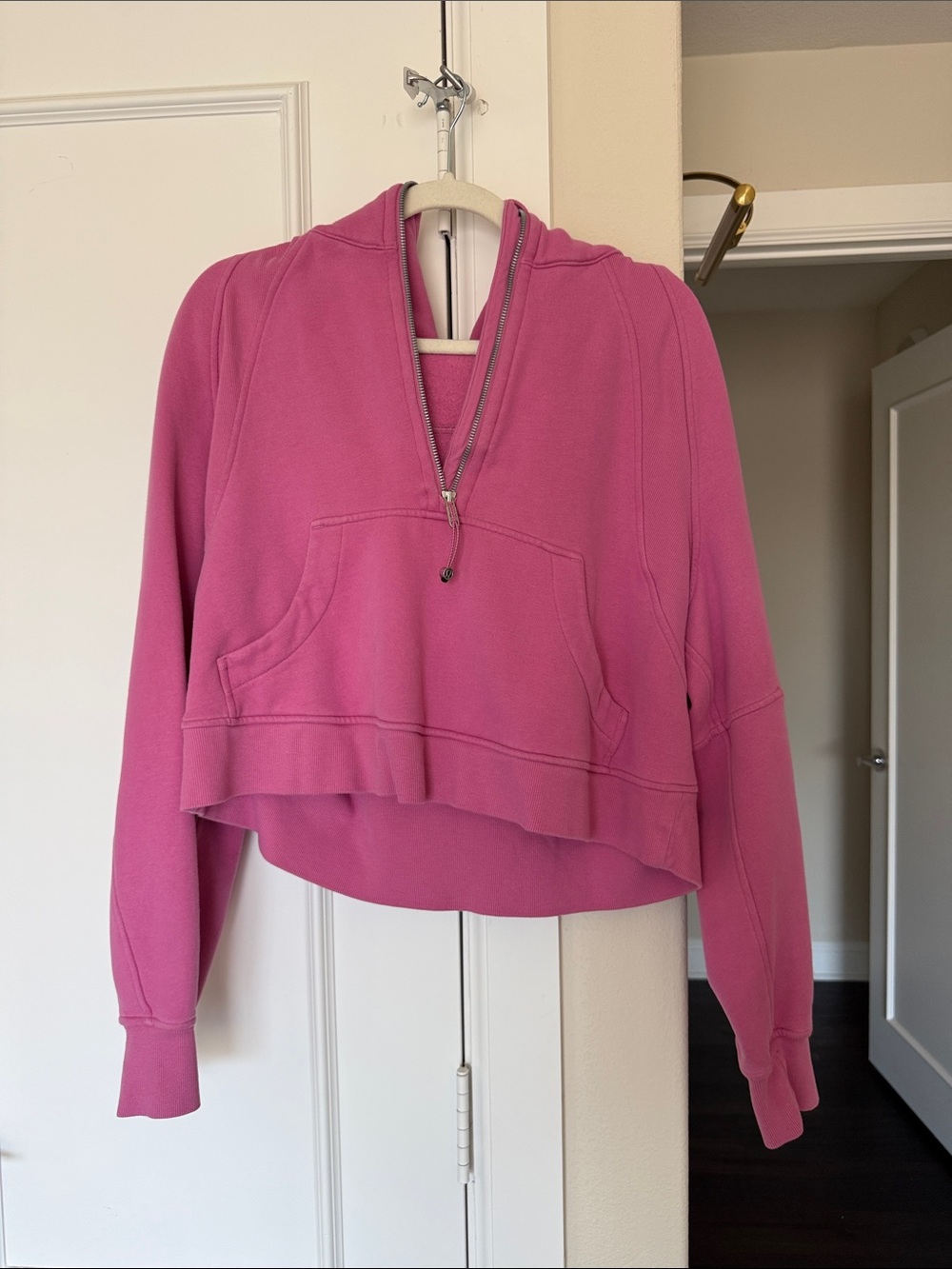 lululemon athletica Cropped Half-Zip Hoodie in Bright Pink